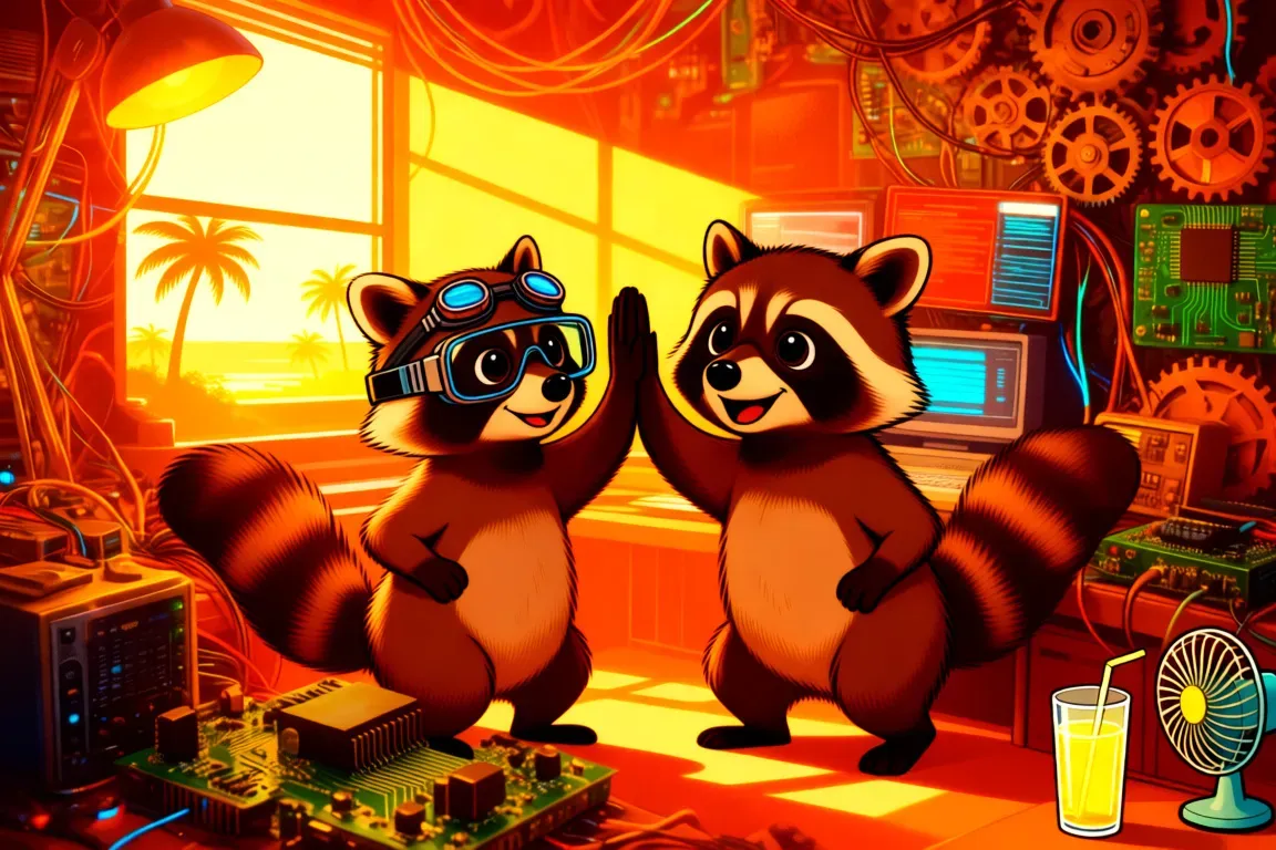 Waschbär erklärt Freundschaft im Sommer