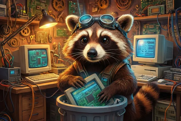 Warum hat der Waschbär den Computer ins Müll gegeben?